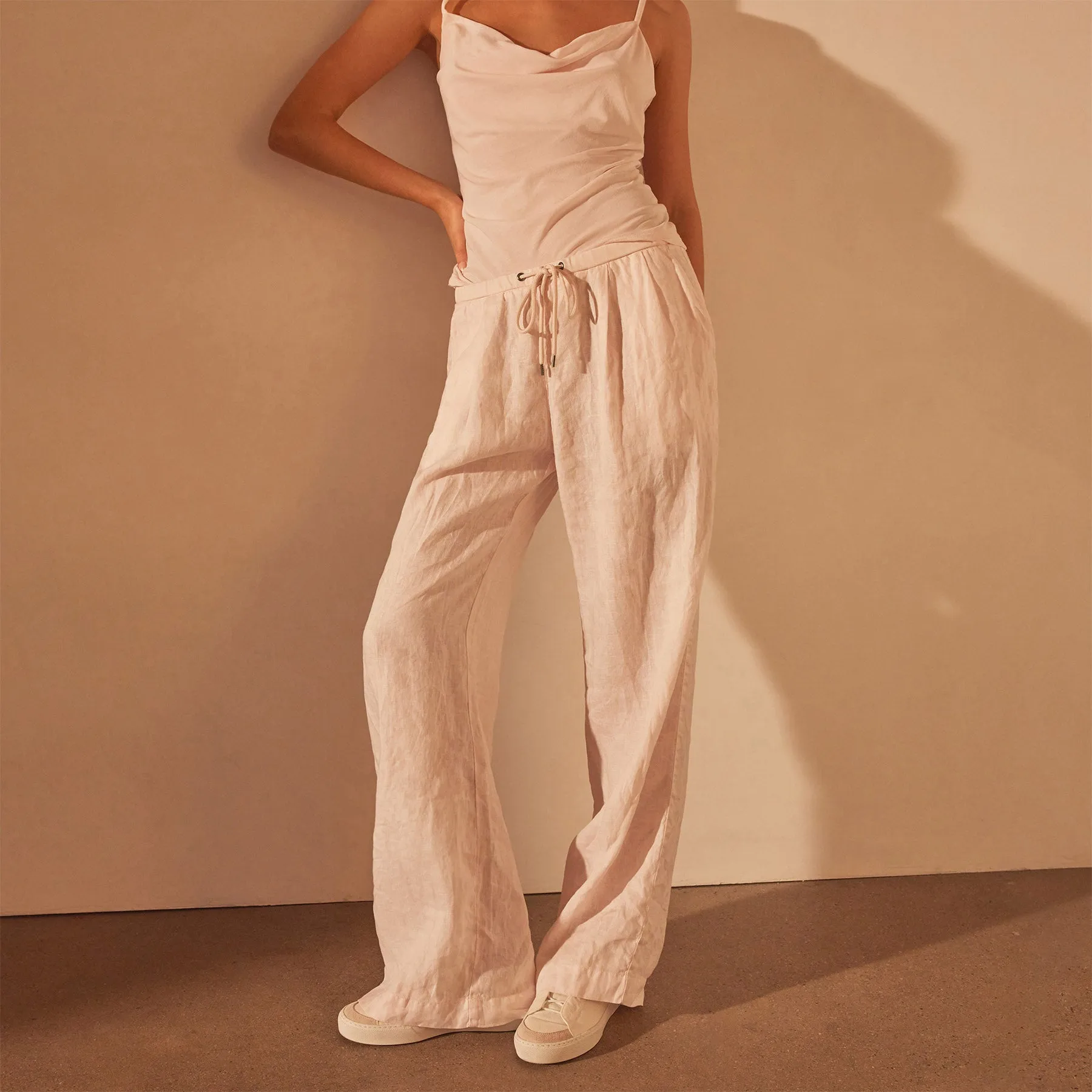 Wide Leg Relaxed Linen Pant - Zephyr Pigment