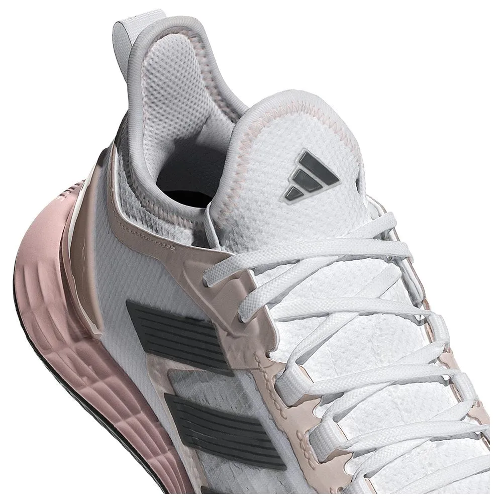 Womens Adizero Ubersonic 4.1 Clay Tennis Shoes White and Sandy Pink