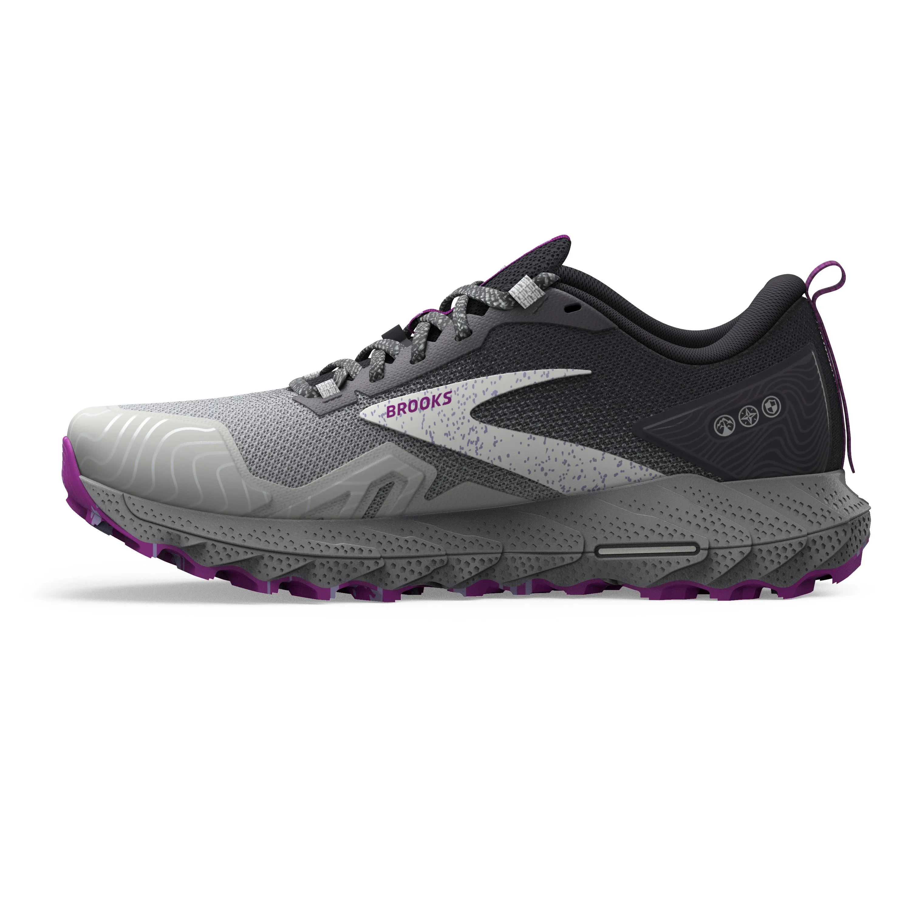 Women's Brooks Cascadia 17 Color: Oyster/Blackened Pearl/Purple