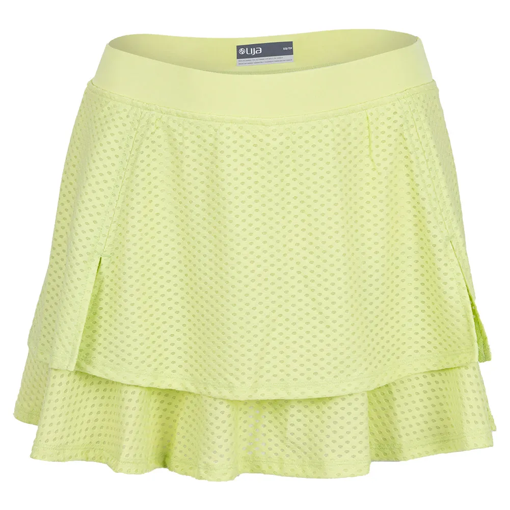 Women's Circle Mesh Slit Tennis Skort Celery