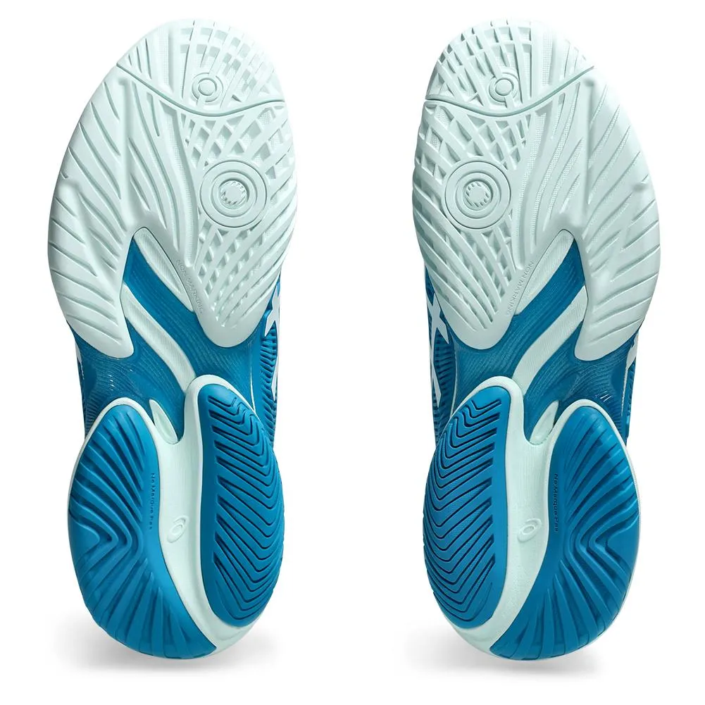 Womens Court FF 3 Tennis Shoes Teal Blue and White