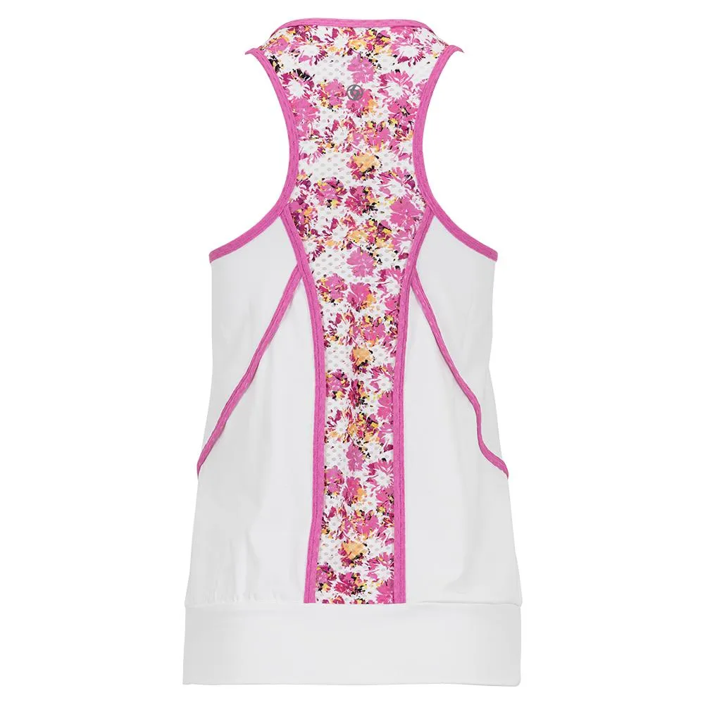 Women's Court Tennis Tank White and Blossom