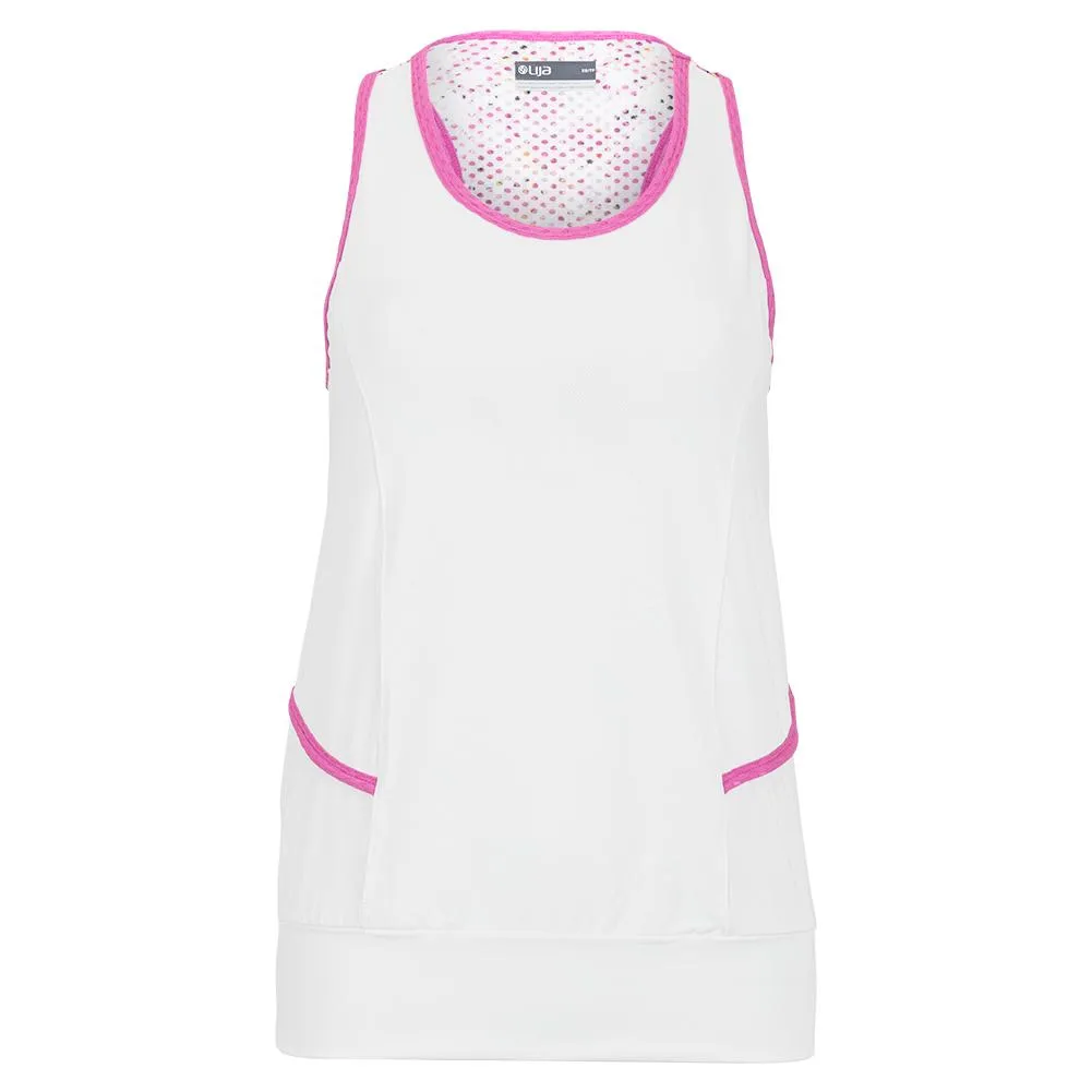 Women's Court Tennis Tank White and Blossom