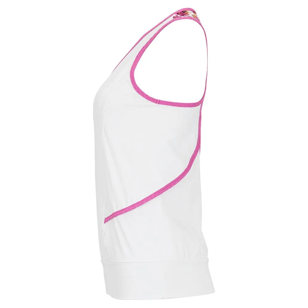 Women's Court Tennis Tank White and Blossom