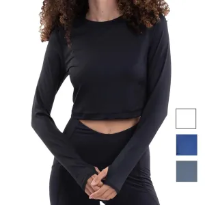 Women`s Everyday Long Sleeve Crop Tennis Top