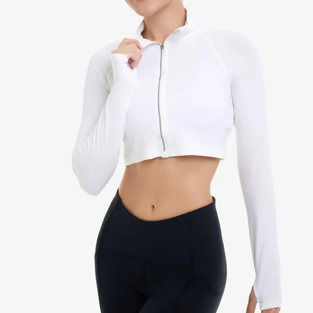 Women`s Full Zip Tennis Crop Top