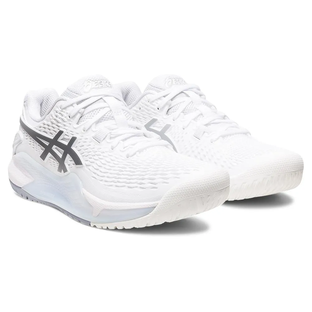 Women`s GEL-Resolution 9 Tennis Shoes White and Pure Silver