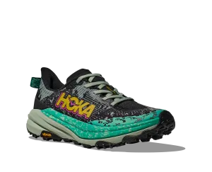 Women's Hoka Speedgoat 6 Color: Black / Aloe Vera