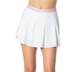 Women's Long High Waist Stripe Tennis Skort White