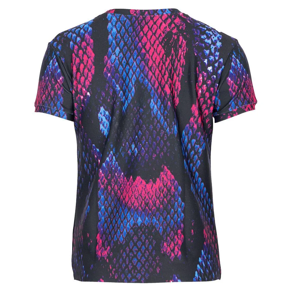 Women's Match Flaming Boa Short Sleeve Tennis Top Hot Pink