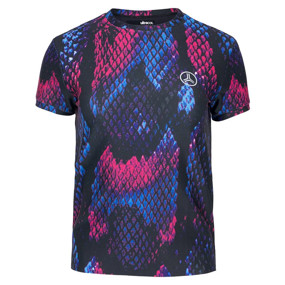 Women's Match Flaming Boa Short Sleeve Tennis Top Hot Pink