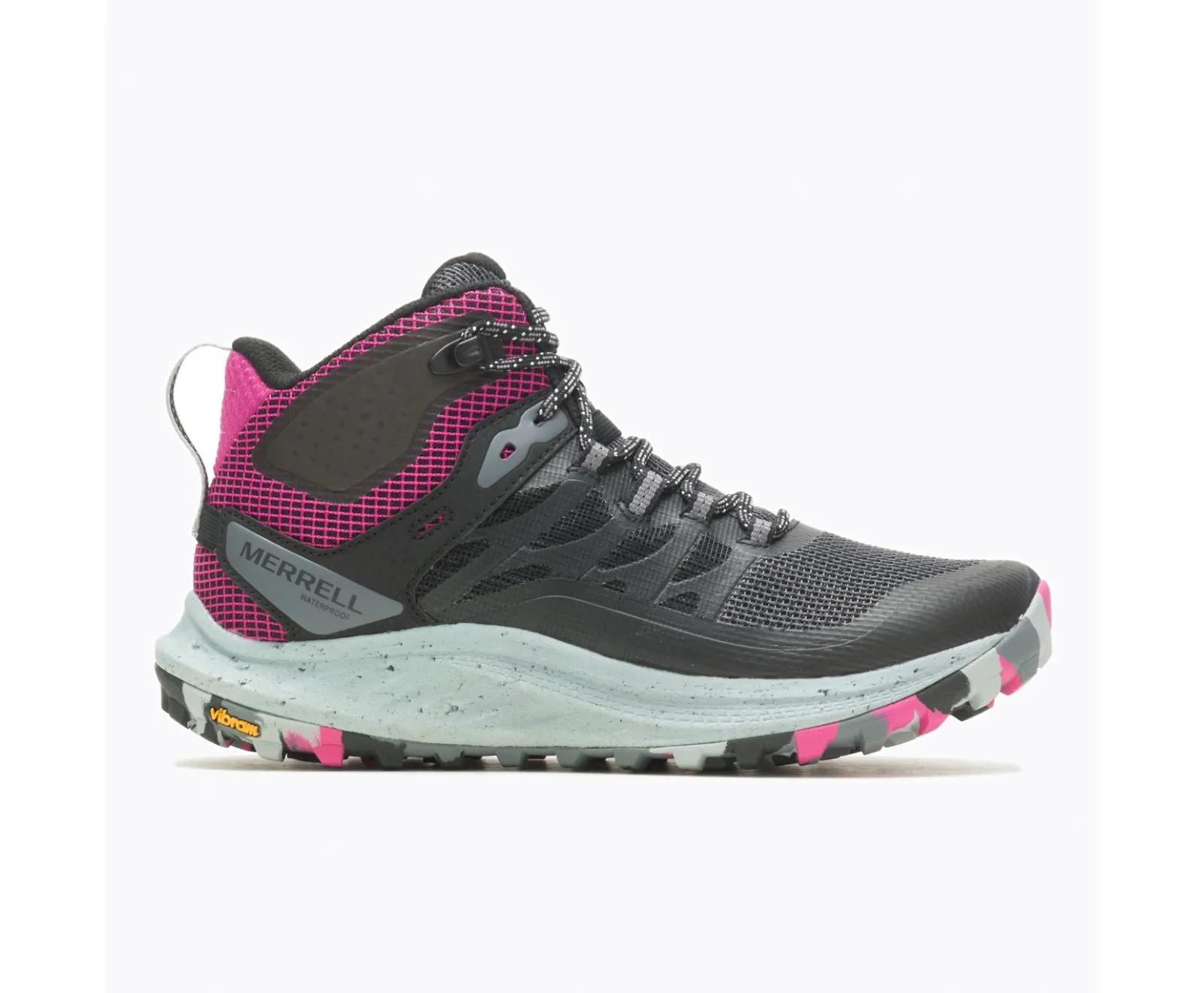 Women's Merrell Antora 3 Mid Waterproof Color: Black/ Fuchsia