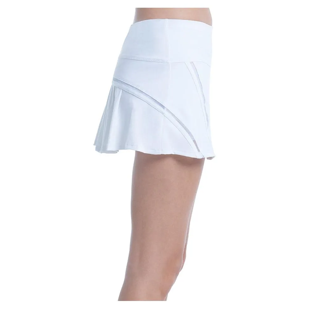 Women's Mesh Inline Tennis Skort White and Silver