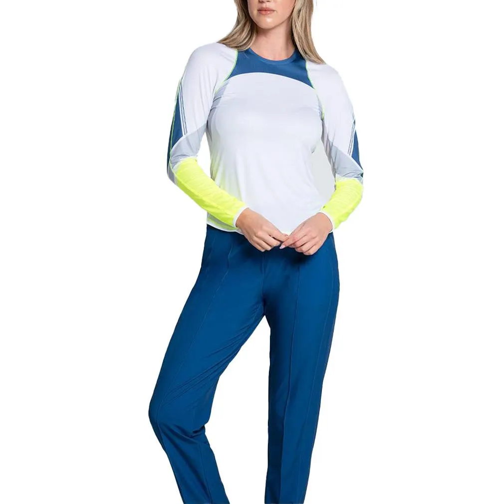 Women`s Steel Cut Long Sleeve Tennis Top Neon Yellow