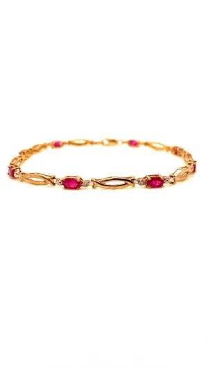 Yellow gold ruby bracelet